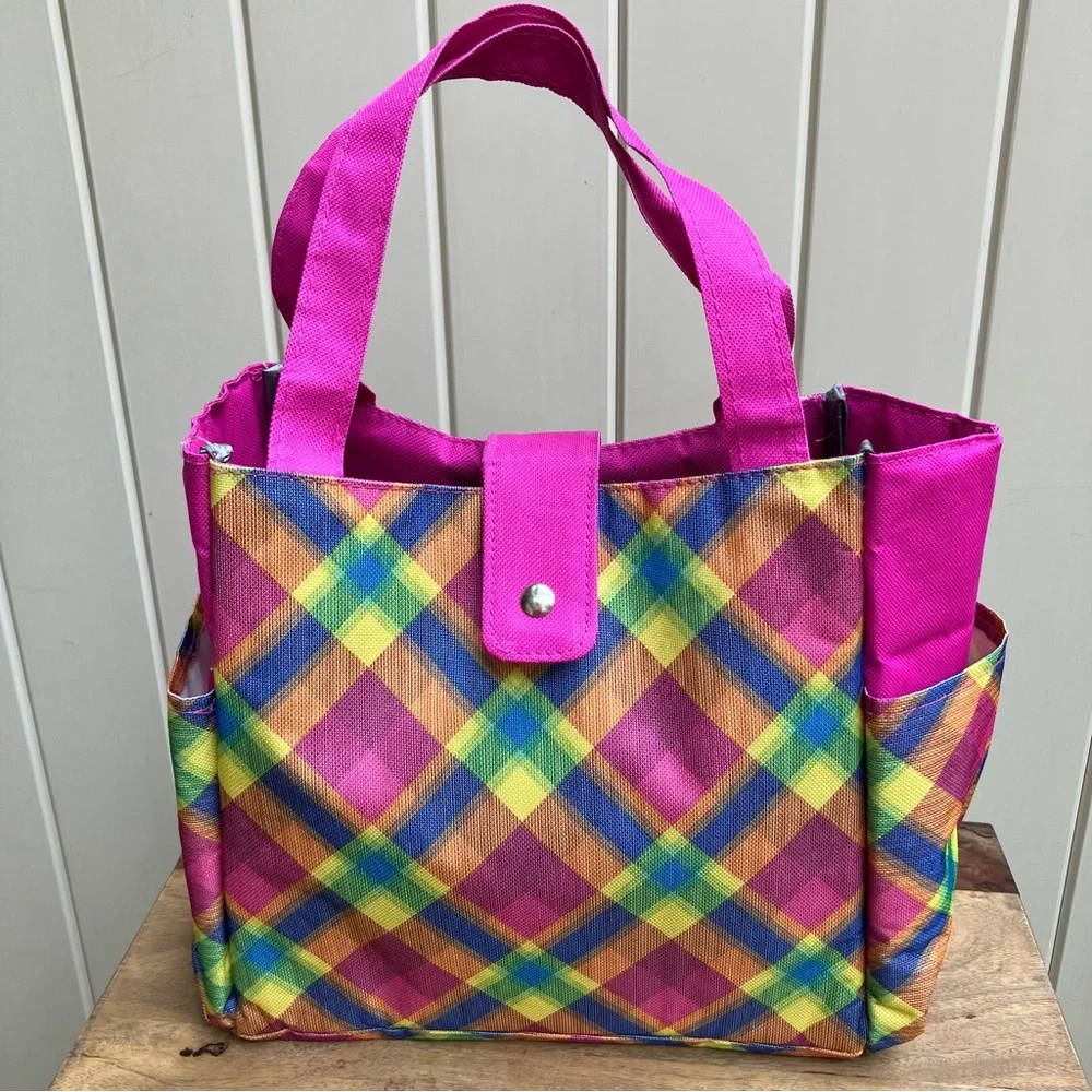 Rainbow plaid lunch tote - Picture 3 of 13